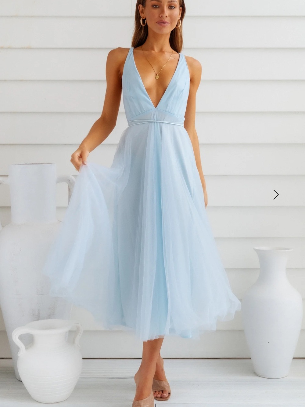 NWT Hello Molly SUMMER CINDERELLA MIDI DRESS light BLUE sz M